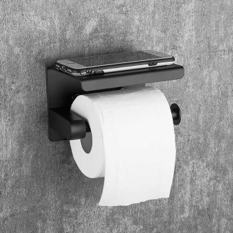 Паперотримач з поличкою FRAP F502-6, нержавіюча сталь, чорний