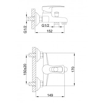 Змішувач для ванни Frap H701 F30701-B, хром