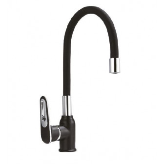 Змішувач для кухні Frap F4049-6 з гнучким виливом, чорний/хром
