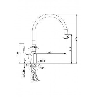 Змішувач для кухні Frap F4049-6 з гнучким виливом, чорний/хром