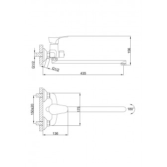 Змішувач для ванни Frap H14 F2214-B, хром