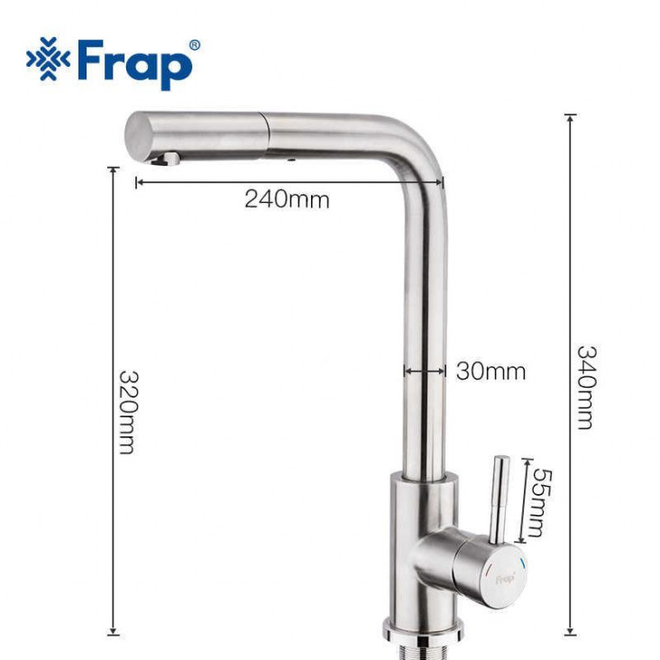 Змішувач для кухні з висувним виливом Frap H899 F60899, сатин фото