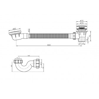 Сифон для ванни Frap F68-2 слив-перелив автомат, 1 1/2", хром
