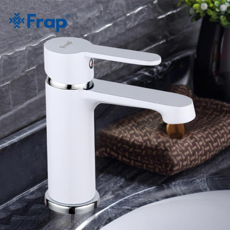 Змішувач для умивальника Frap F1041, білий/хром фото