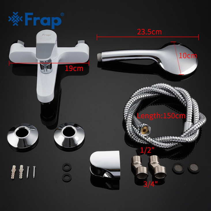 Змішувач для ванни Frap F3245, білий/хром фото