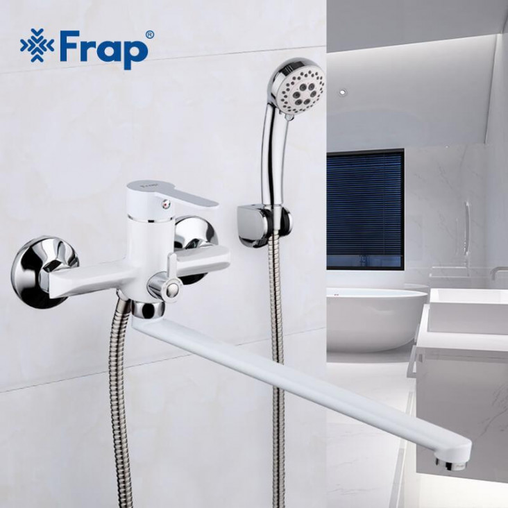 Змішувач для ванни Frap F2241, білий/хром фото