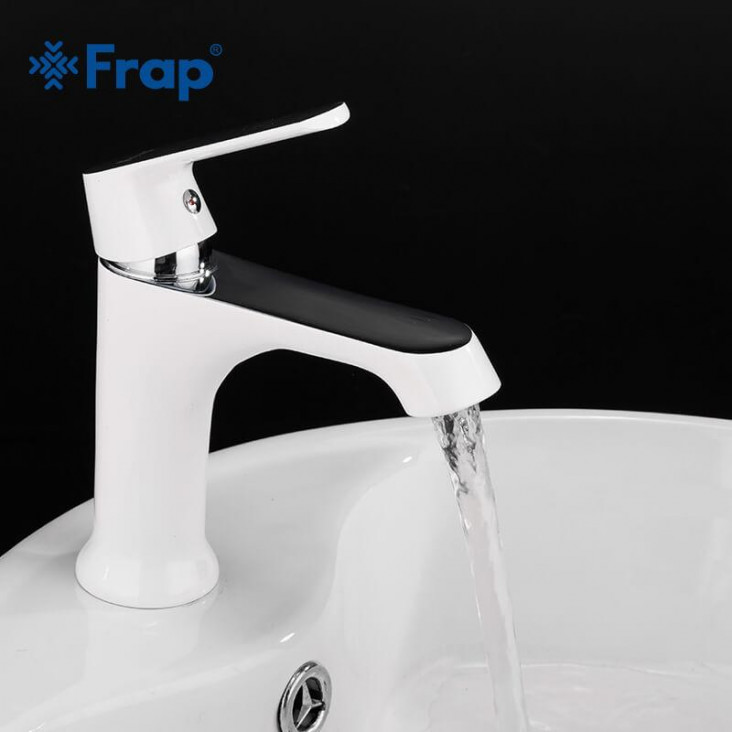 Змішувач для умивальника Frap F1031, білий/хром фото