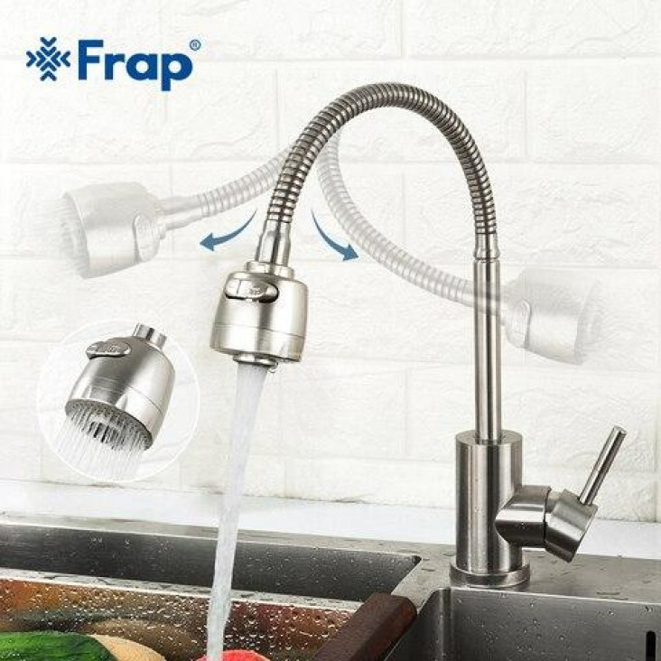 Змішувач для кухні Frap H899 F44899-1 з гнучким виливом, 2 режими, сатин фото