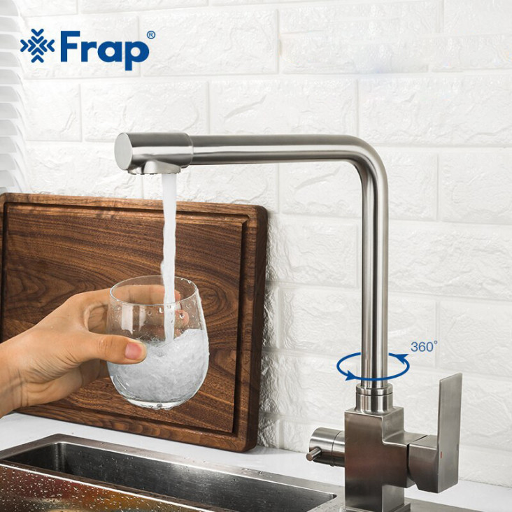 Змішувач для кухні на дві води Frap H899 F43899-2, сатин фото