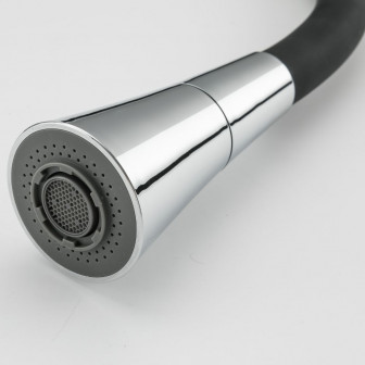 Змішувач для кухні Frap F4044 з гнучким виливом, 2 режими, чорний/хром