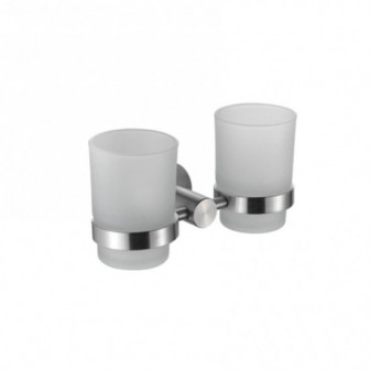 Стакан для зубнних щіток настінний подвійний Frap F30108
