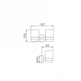 Стакан для зубнних щіток настінний подвійний Frap F30108
