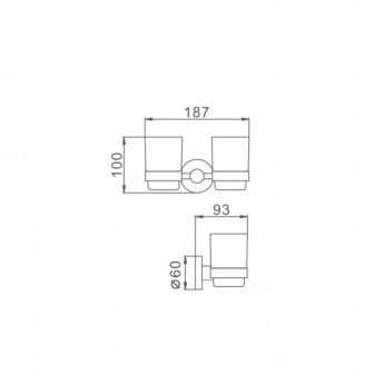 Стакан для зубних щіток настінний подвійний Frap F30208